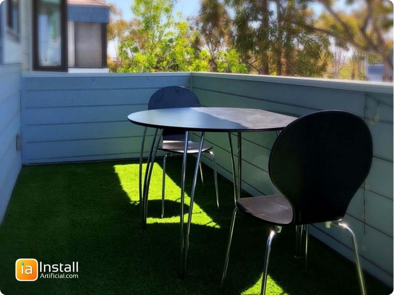 small balcony with artificial grass