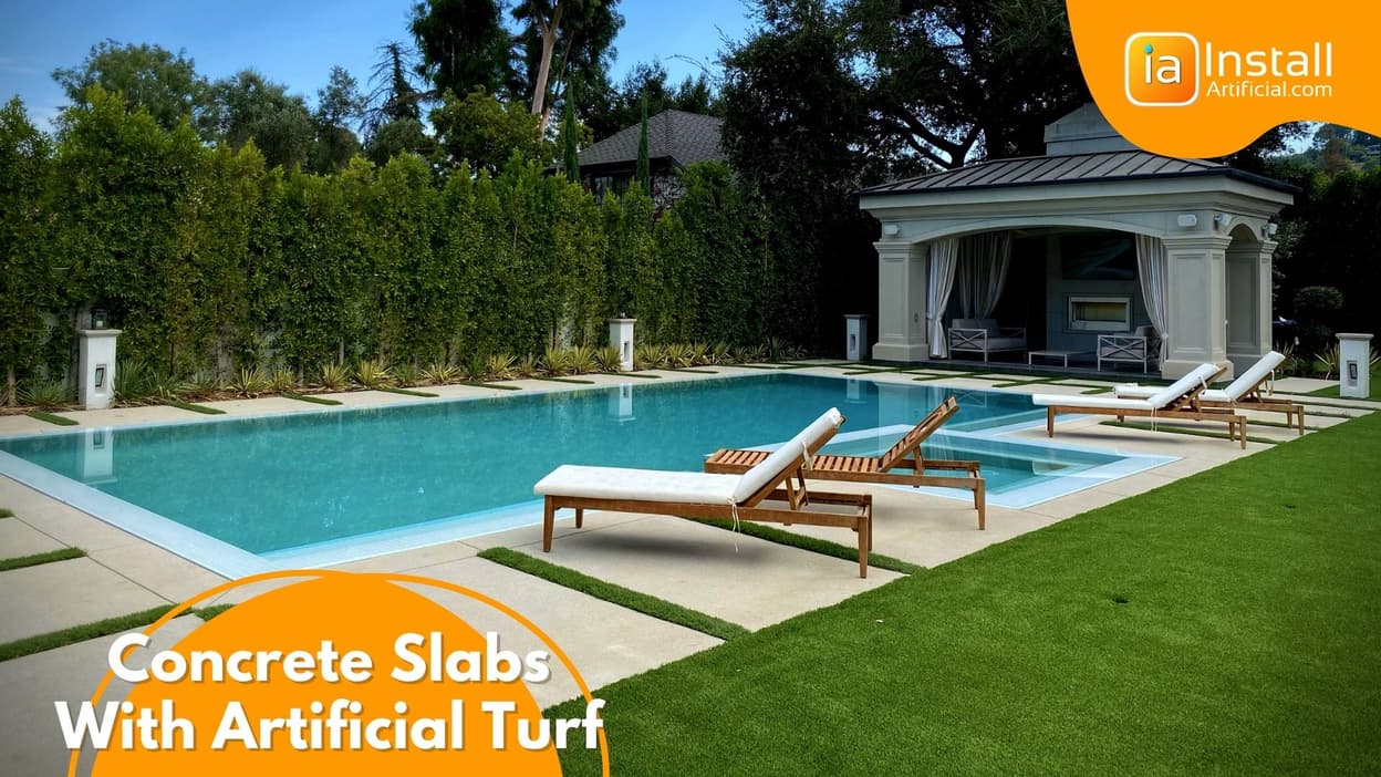 Artificial grass between concrete slabs Los Angeles