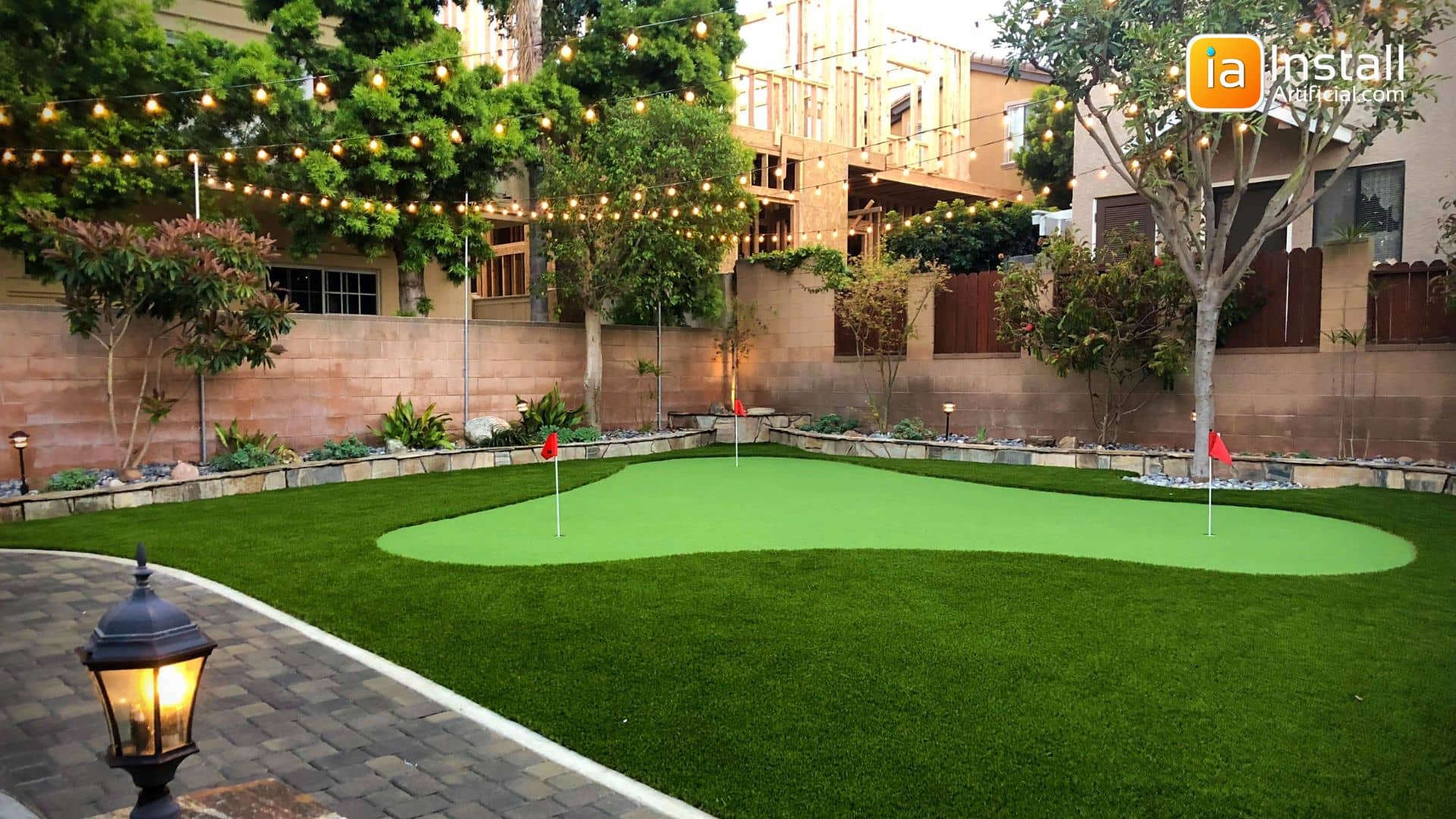 Artificial Turf Backyard Design Putting Green Installation