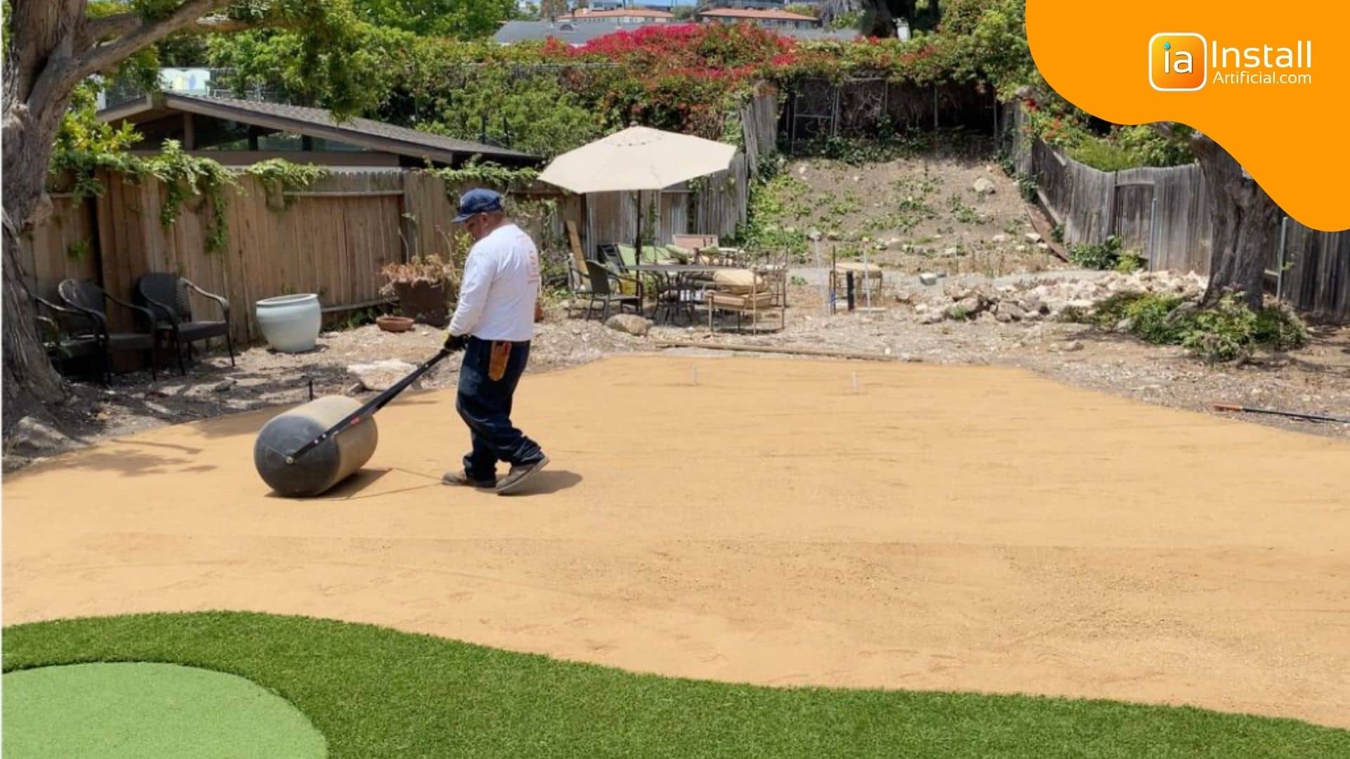 Compacting the base for turf installation