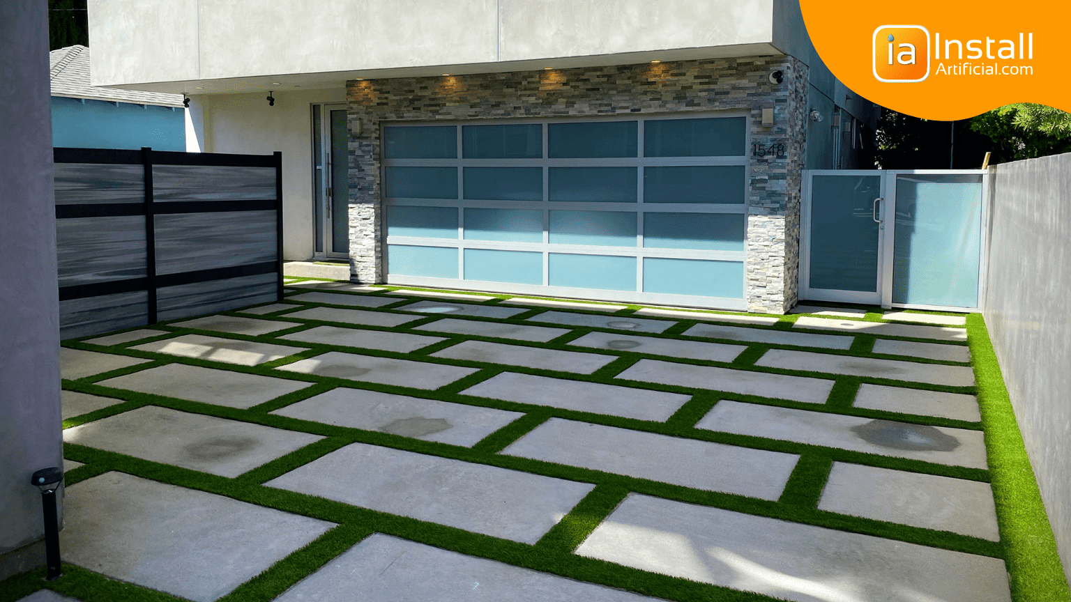 Artificial Grass Strips at Driveway