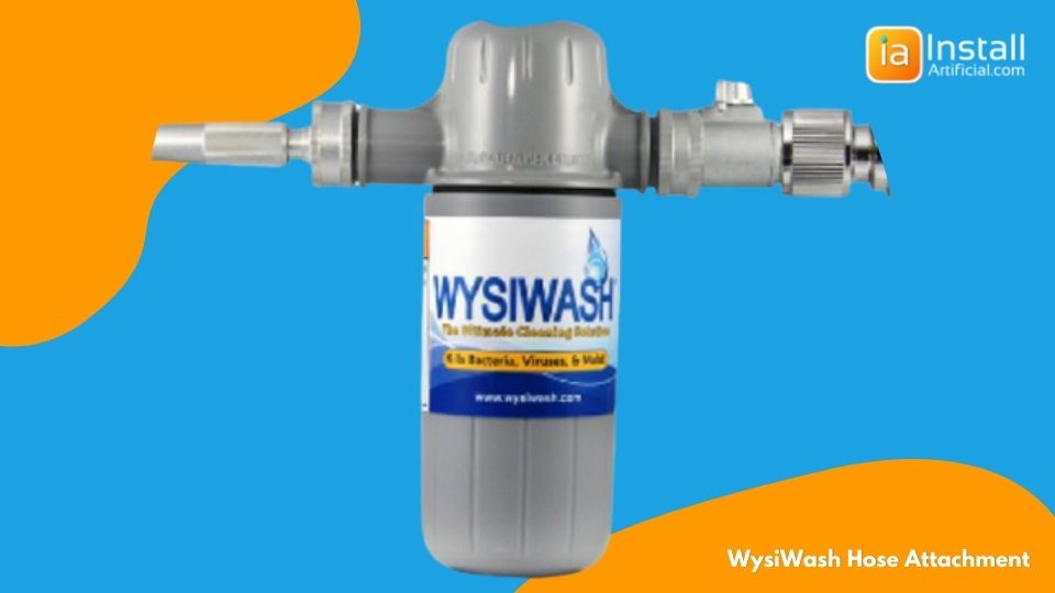 wysiwash hose attachment for cleaning artificial pet turf installations in backyards