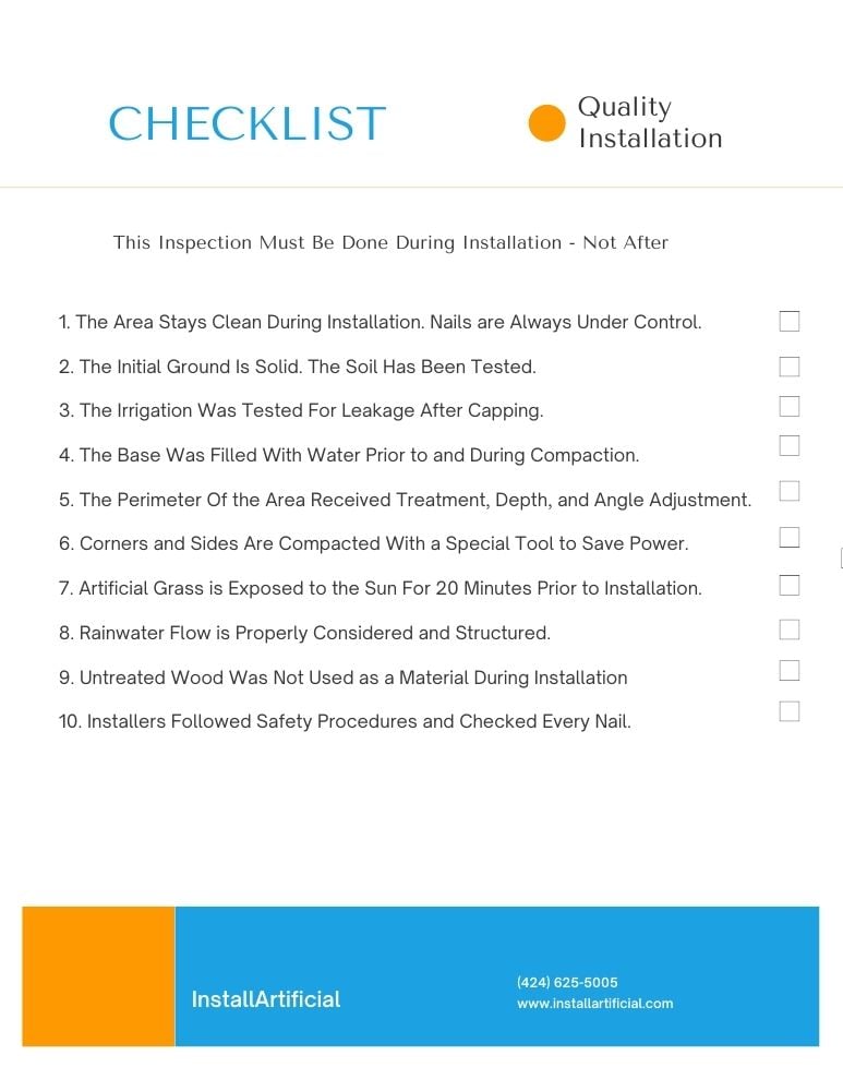 quality installation checklist