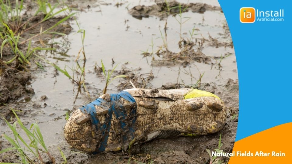 natural grass sports fields after rain that cant be played on by athletes