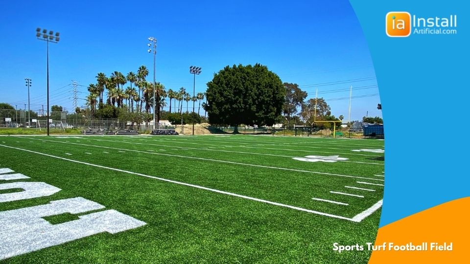 artificial sports turf installation for athletes on a football field