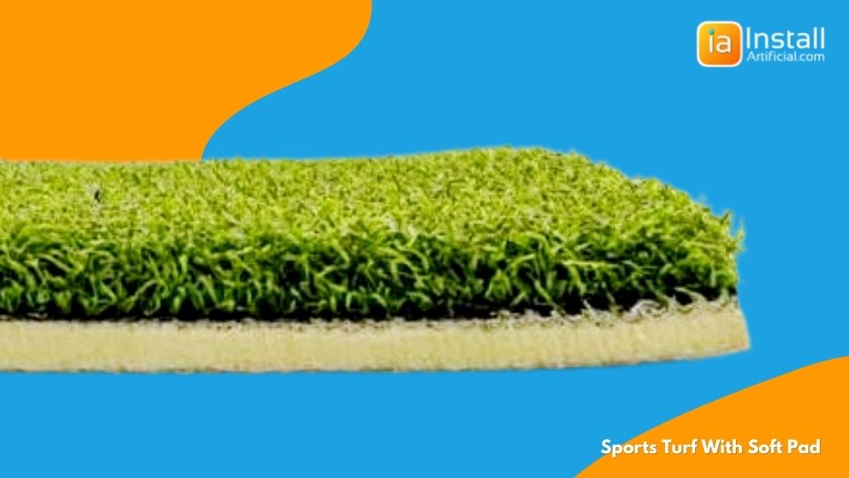 Artificial sports turf with padding for synthetic grass installation for athletes to play on in fields and gyms