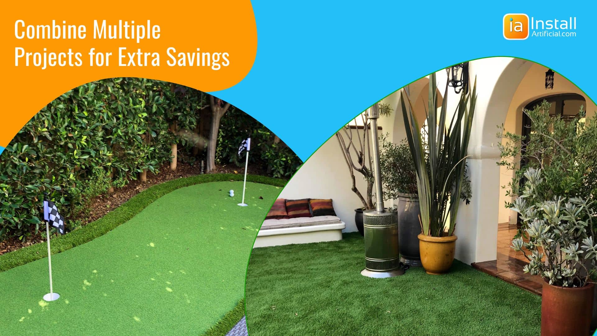Combining two artificial grass projects for extra discounts 