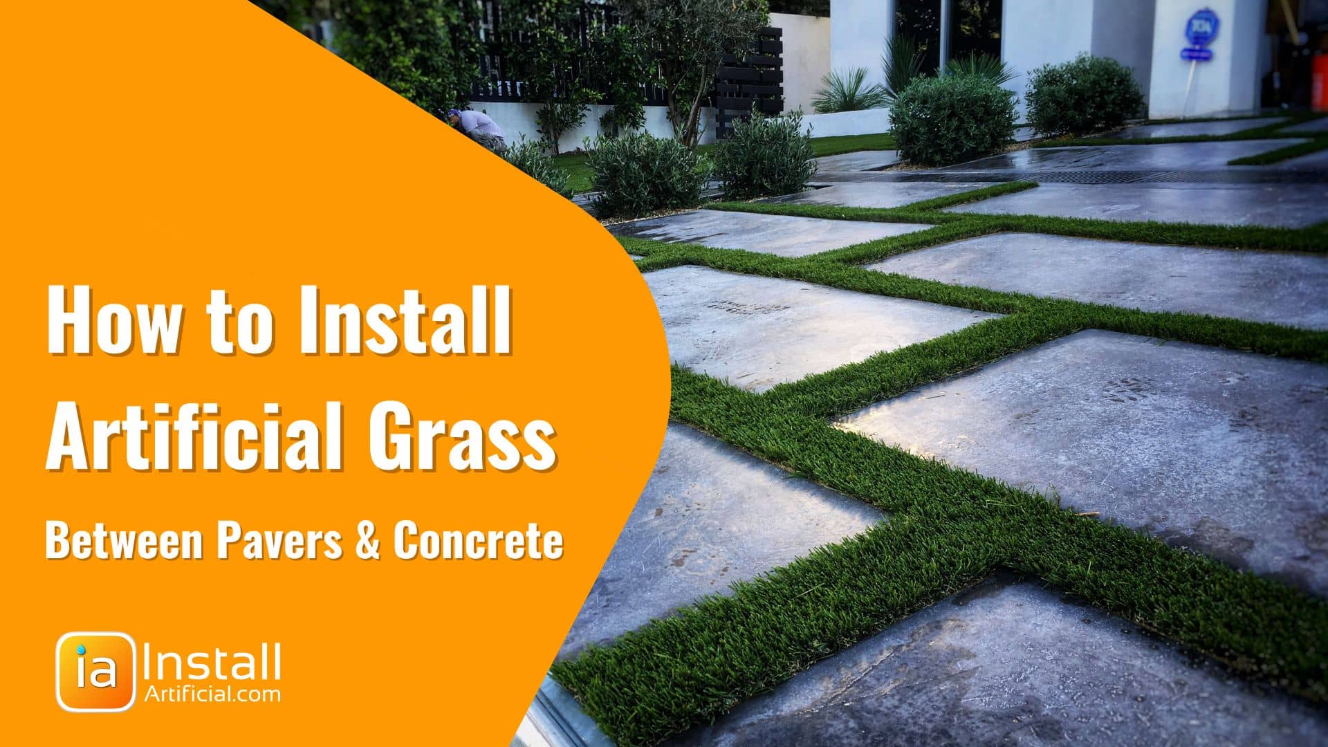 How to install artificial grass strips between pavers