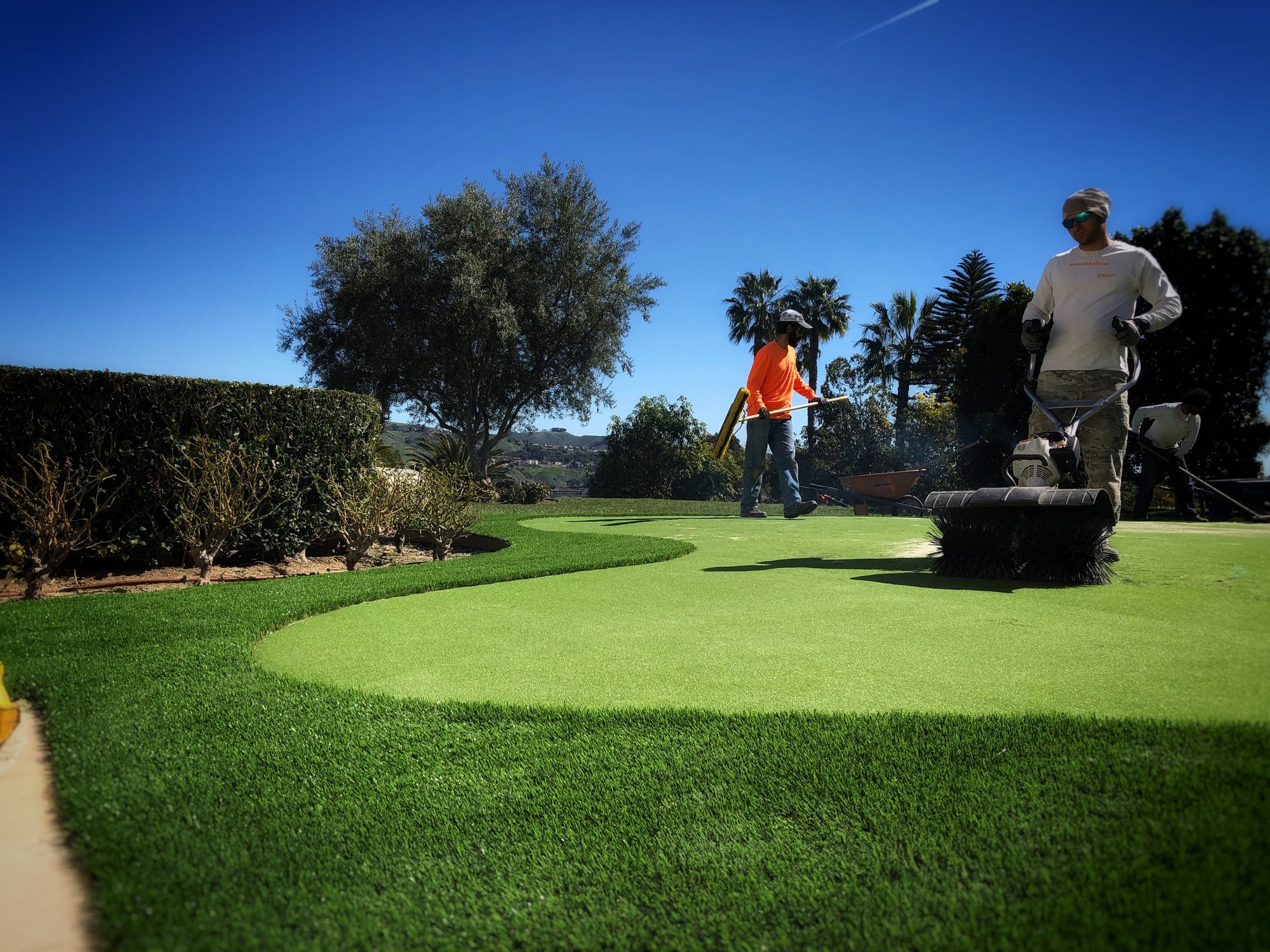 putting green installation in process
