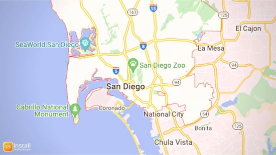 InstallArtificial Location Map - San Diego California 