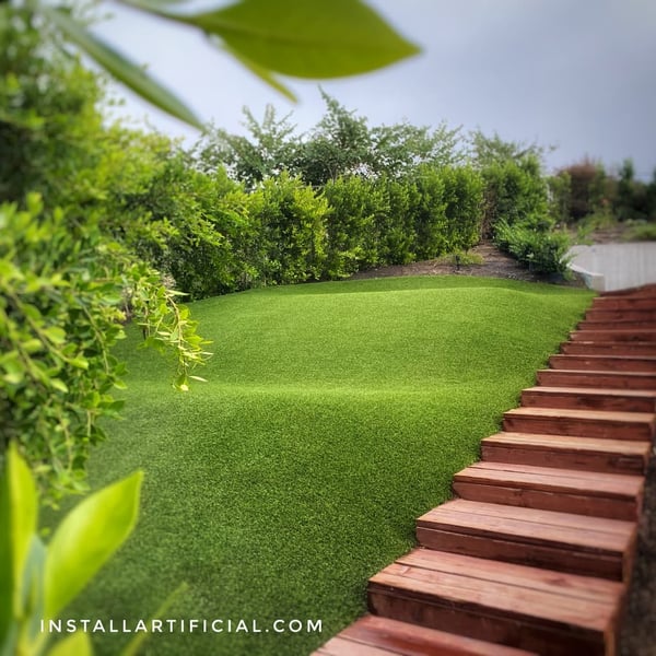 artificial grass installation on slopes