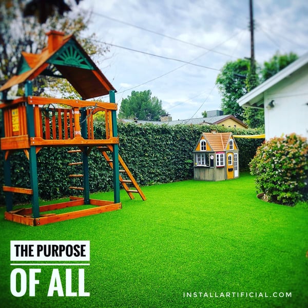backyard playground with artificial grass