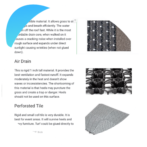 drainage cores for rooftops and balconies