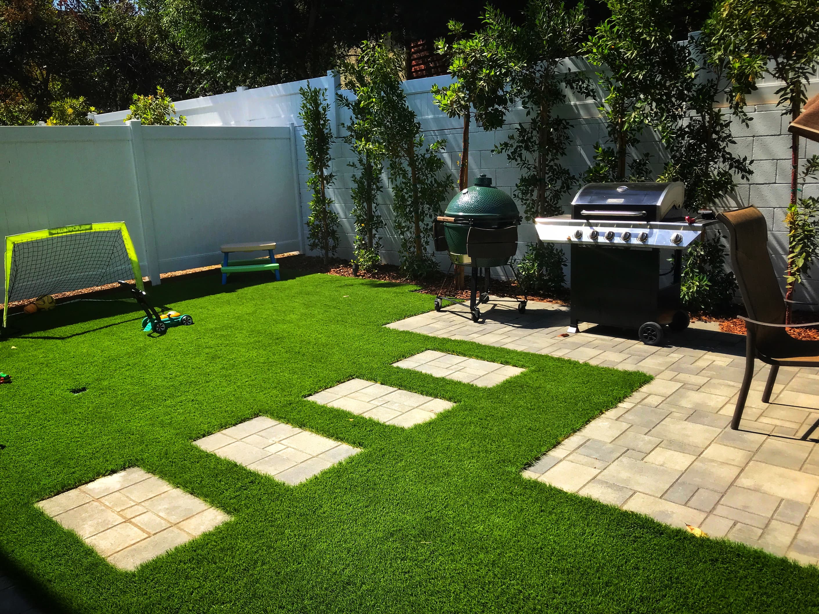 gas line, pavers, turf and lighting