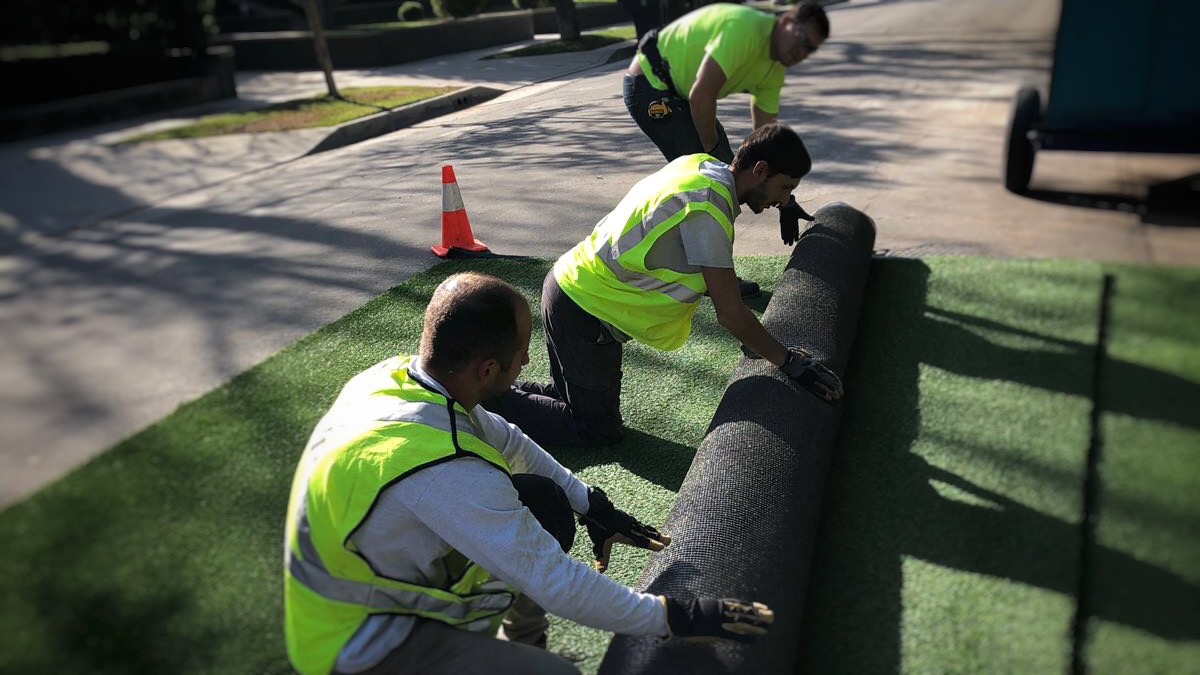 artificial turf crew at work