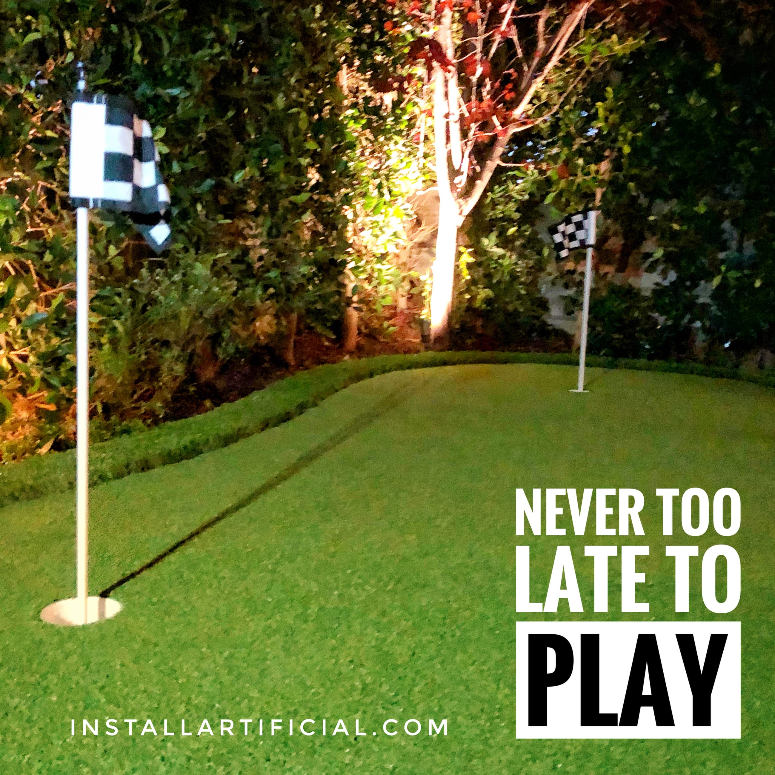 small putting green night time